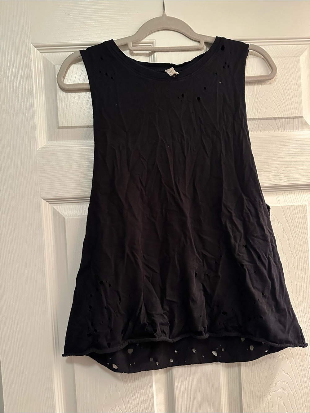ALO Yoga Black Distressed Muscle Tee Tank